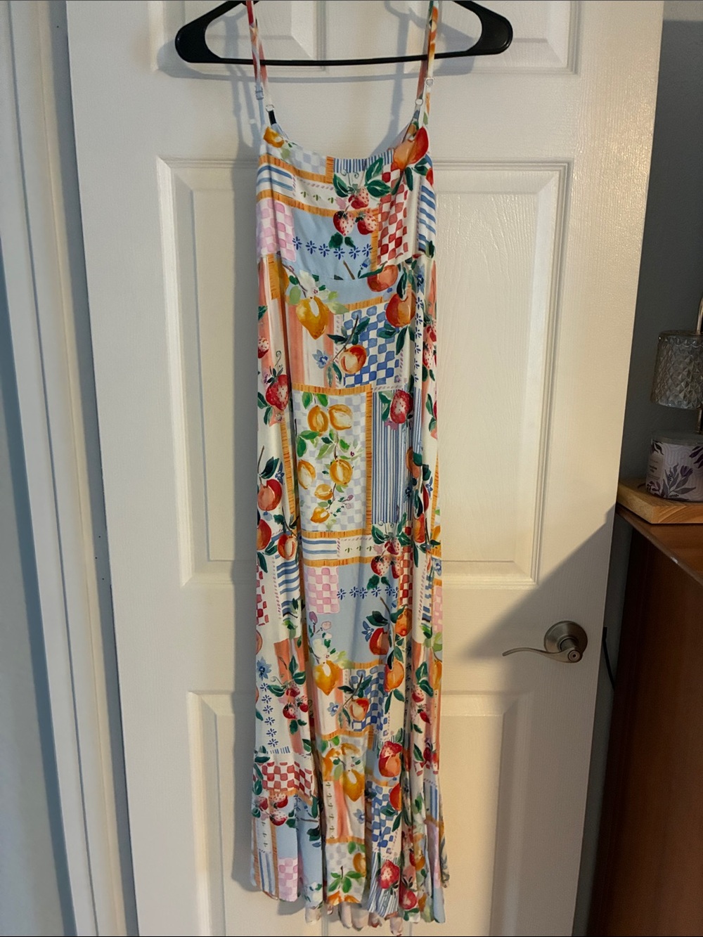 Fruit Patchwork Maxi Dress - White Multicolor